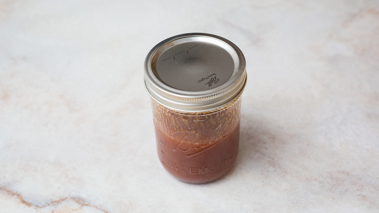 jar of dressing on table