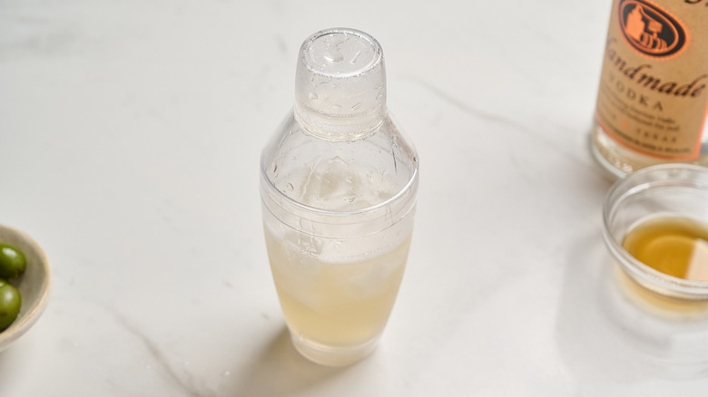 Martini shaken in a cocktail shaker
