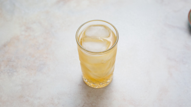 sherry cocktail on marble table