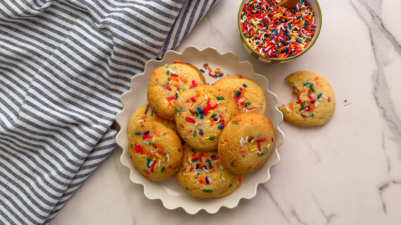 funfetti cookies on plate
