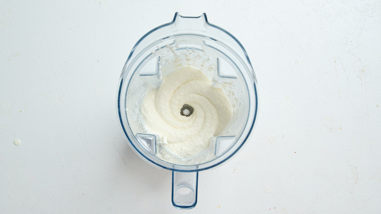 blended feta in a blender