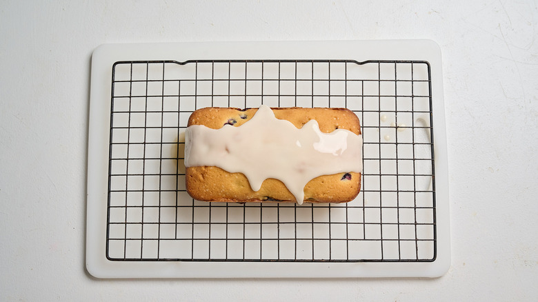 glazed cake on wire rack
