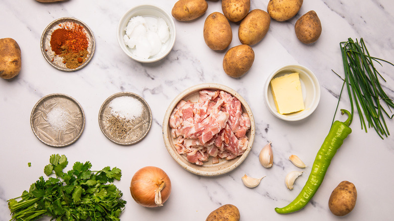 Ingredients for cowboy-style cast iron potatoes