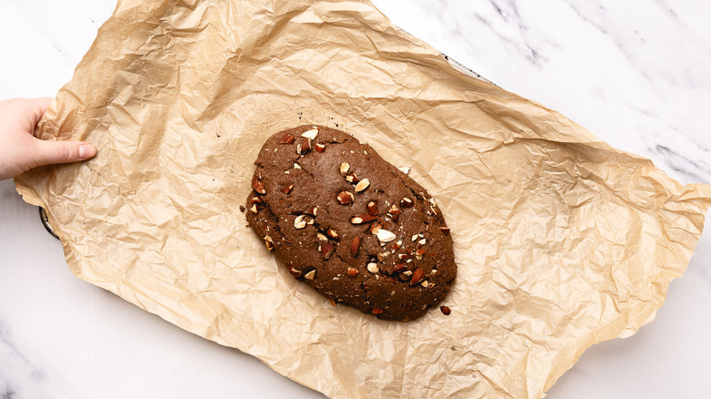 Baked biscotti log.
