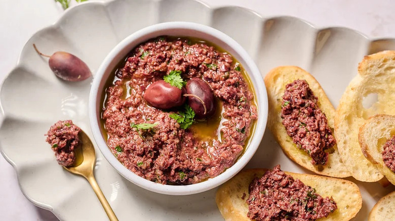 olive tapenade with crostini