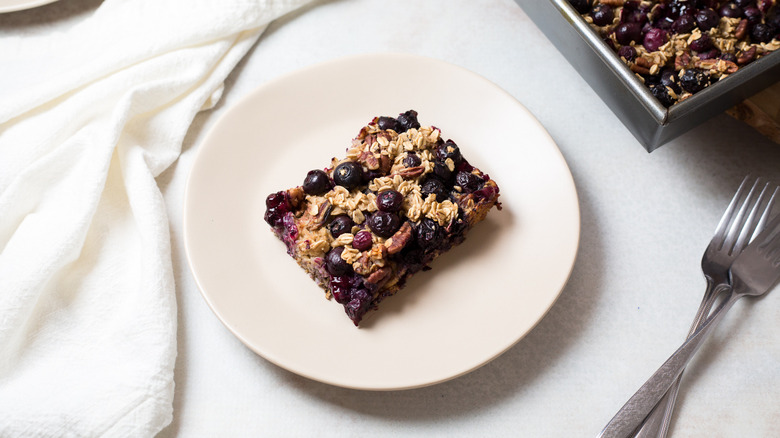 baked oatmeal served on table