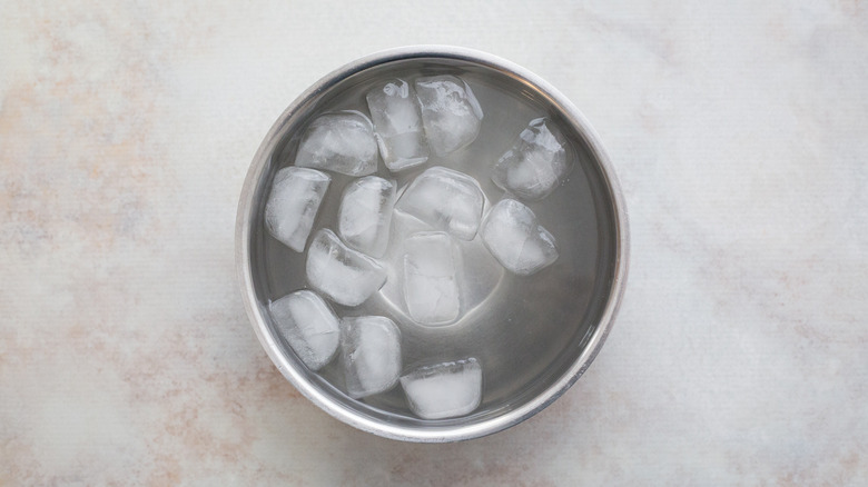ice water bowl on table