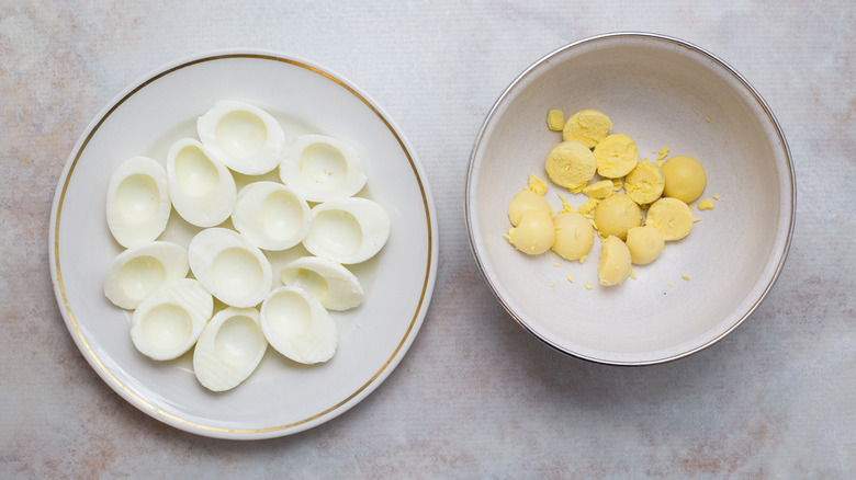 separated egg whites and yolks