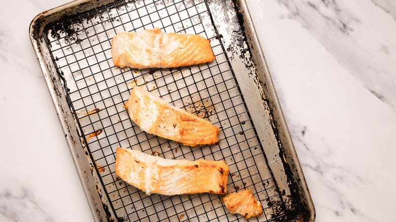 Broiled salmon.