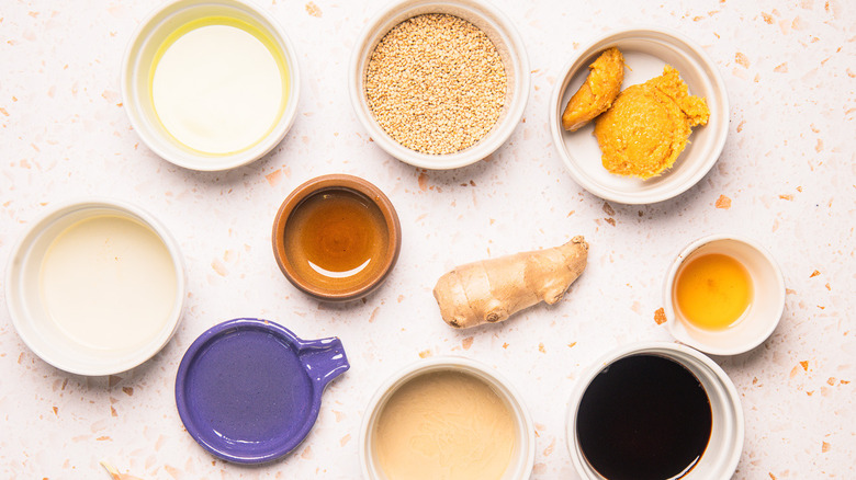 ingredients for homemade creamy sesame dressing