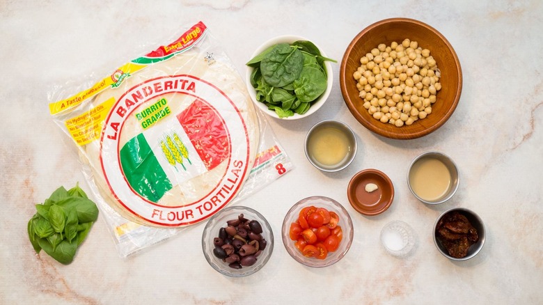 Ingredients for tomato basil pinwheels