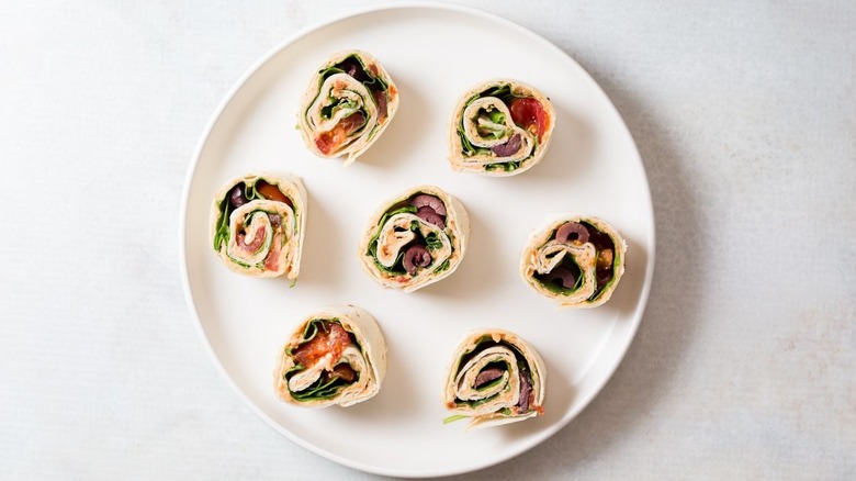 Tomato basil pinwheels on plate