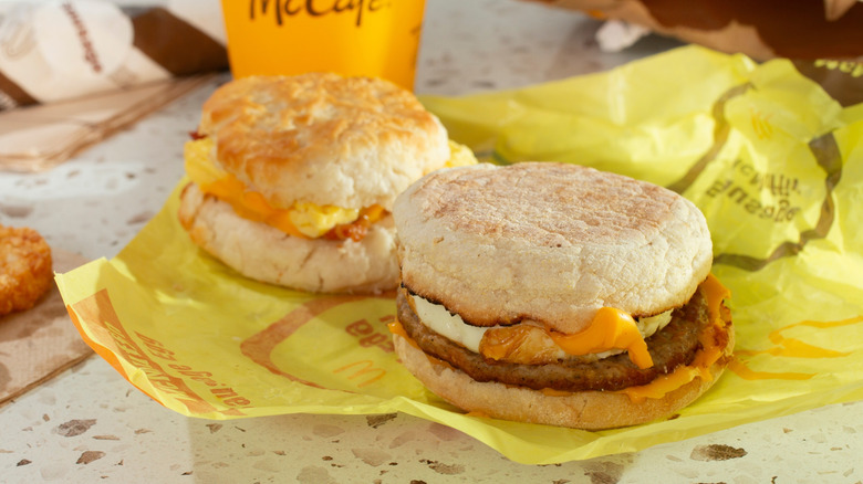 McDonald's breakfast sandwiches on wrapper