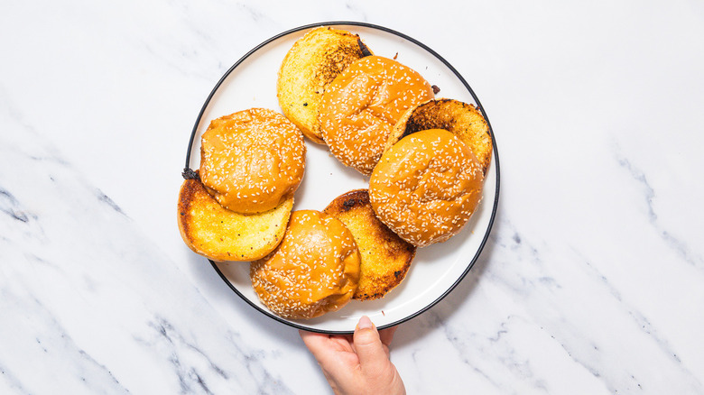 toasted buns on plate
