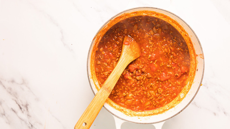 Sauce in big pot