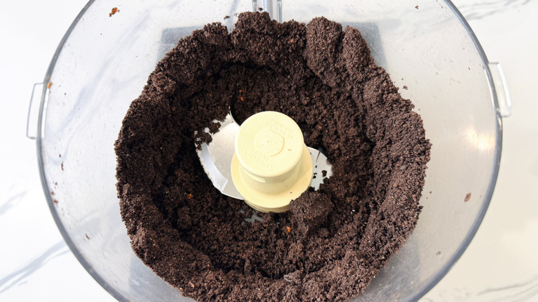 Oreo crumbs in food processor