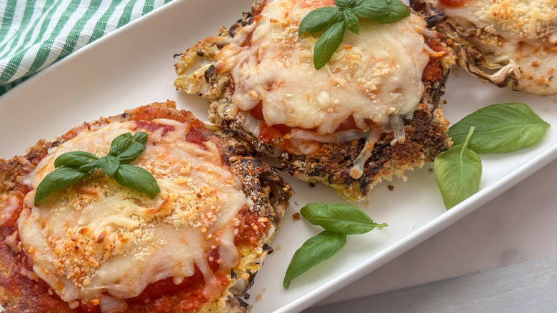 cabbage parmesan on tray