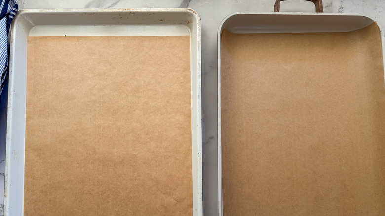 2 lined baking sheets