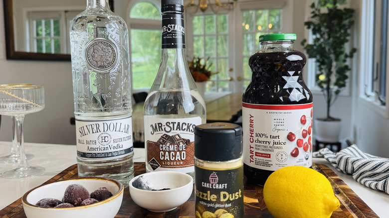 Chocolate cherry black magic Halloween cocktail ingredients