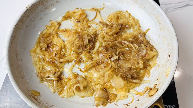 Caramelized onions in pan