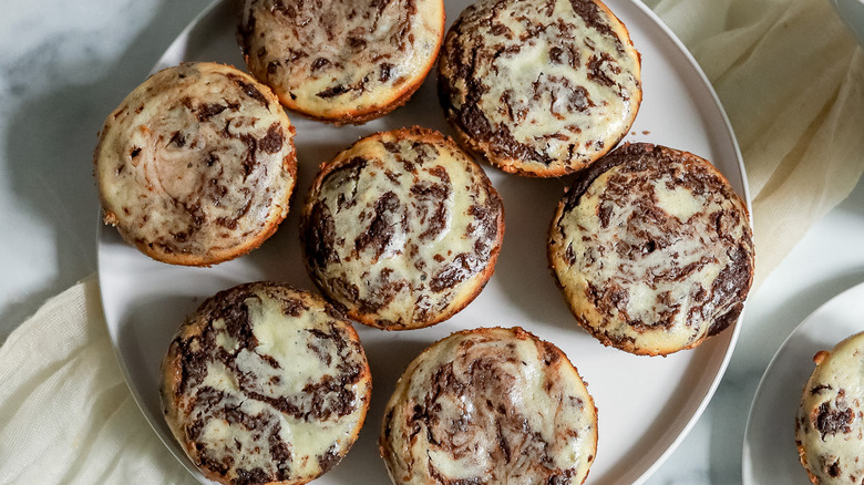 Cheesecake brookie muffins on plate