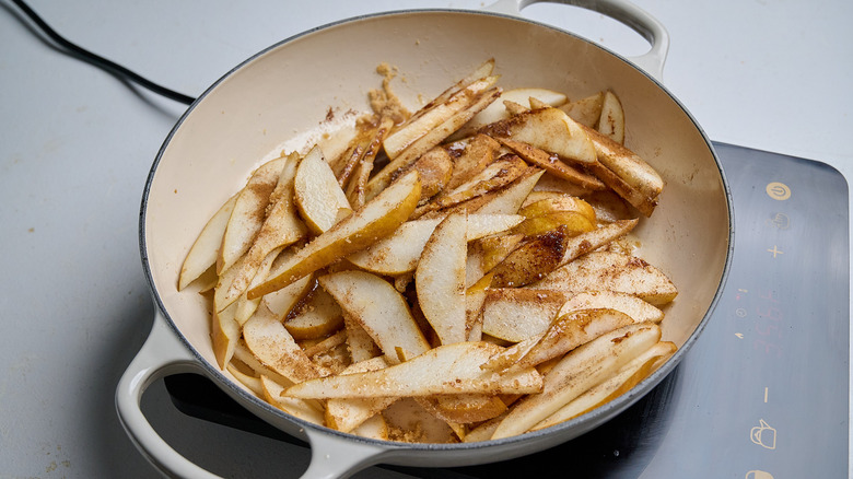 pears and spices in a skillet